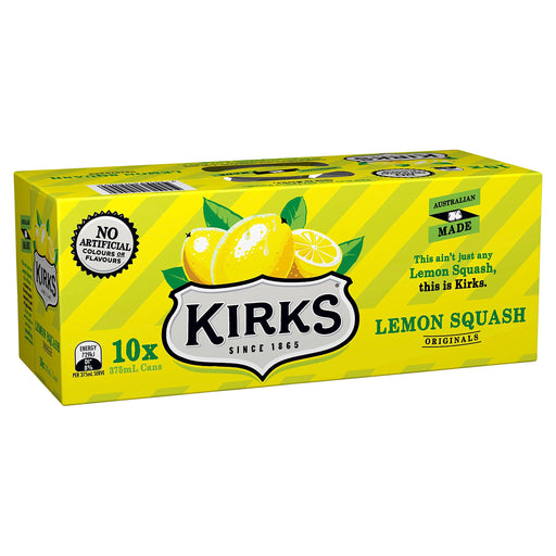 Kirks Lemon Squash Flavoured Soft Drink Multipack Cans 10 x 375mL  Visit the Kirks Store