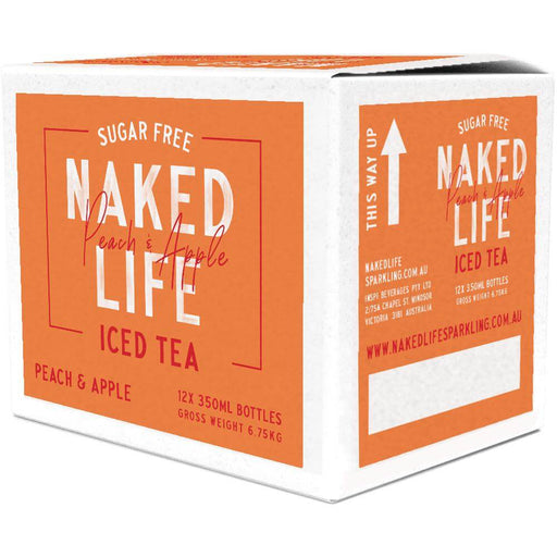 Naked Life Naturally Sugar Free Ice Tea 350ml x 12 bottles (Peach & Apple) Mixers & Soft Drinks Naked Life Beverages