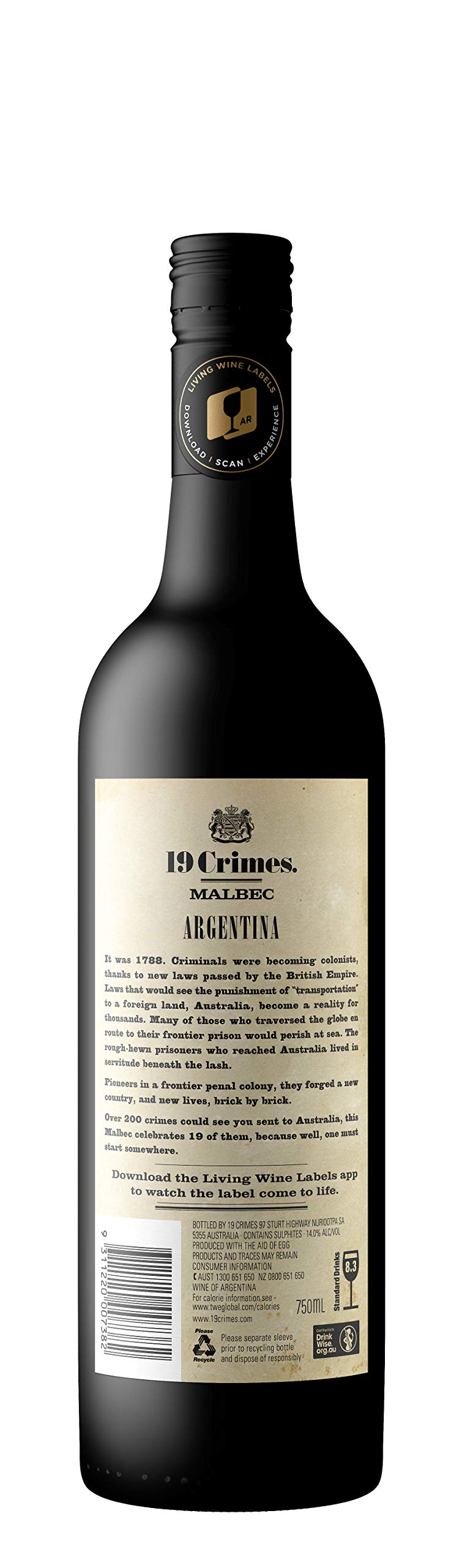 19 Crimes Malbec Wine 750ml (Single Bottle), 750 ml