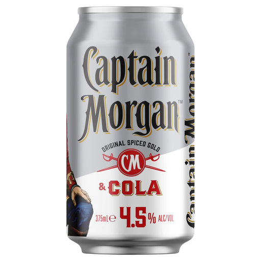 Captain Morgan Original Spiced Gold and Cola Can 375ml (Pack of 6)  Captain Morgan