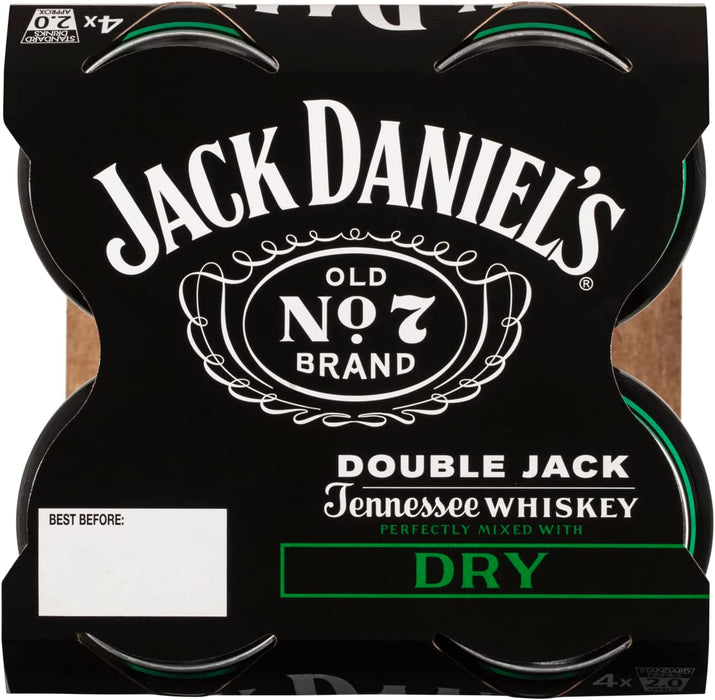 Jack Daniel's Double Jack Whiskey & Dry, 6.9%, 4 x 375 ml Cans, 4 pack  Visit the Jack Daniel's Store