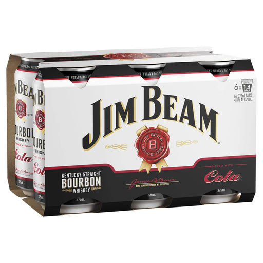 Jim Beam White Label Bourbon & Cola Cans 6 Pack 375mL, 375 ml (Pack Of 6)  Jim Beam