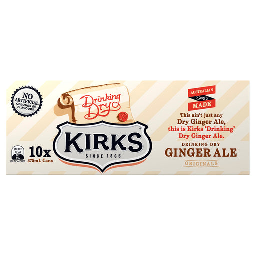 Kirks Dry Drinking Ginger Ale Soft Drink Multipack Cans 10 x 375mL  Visit the Kirks Store