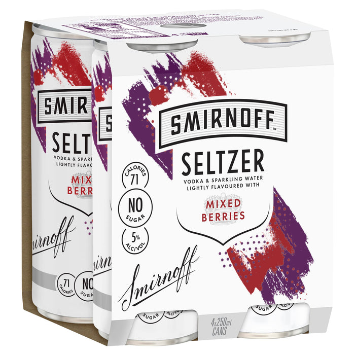 Smirnoff Seltzer Mixed Vodka 250 ml (Pack of 12)  Smirnoff