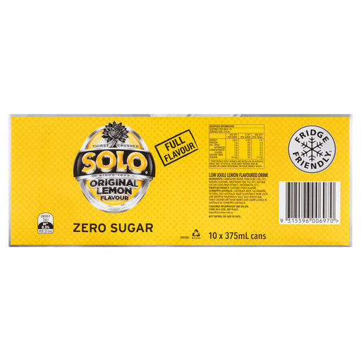 Solo Zero Sugar Soft Drink Can 375 ml (Pack of 10)  SOLO