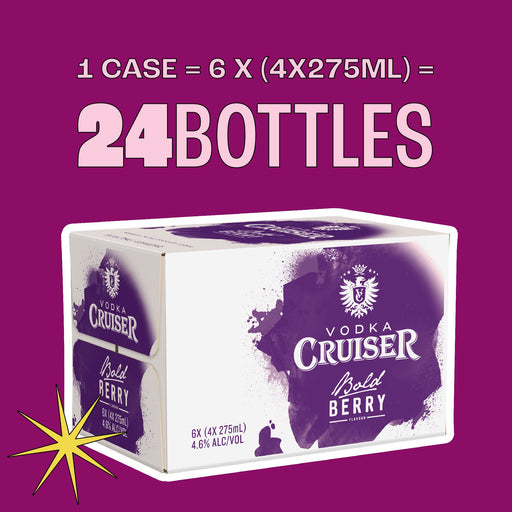 Vodka Cruiser Bold Berry, Refreshing Flavoured Pre-Mixed Vodka Drink, 4.6% ABV, 275mL (Case of 24 Bottles)  Visit the VODKA CRUISER Store