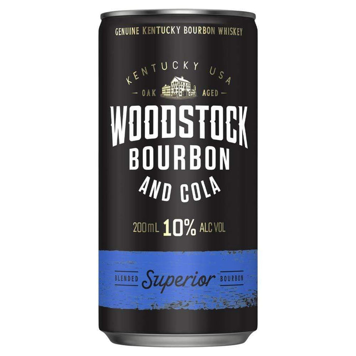 Woodstock Bourbon & Cola Cans 200ml American Whisky Woodstock