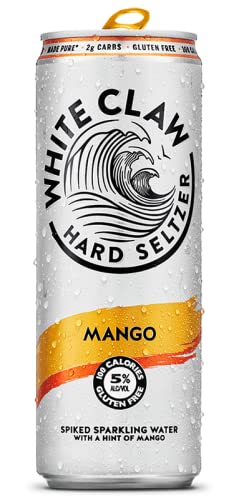 White Claw Hard Seltzer Sparkling Water with Alcohol, Mango Flavour, 4.5% (Case of 24 x 330ml cans)  White Claw