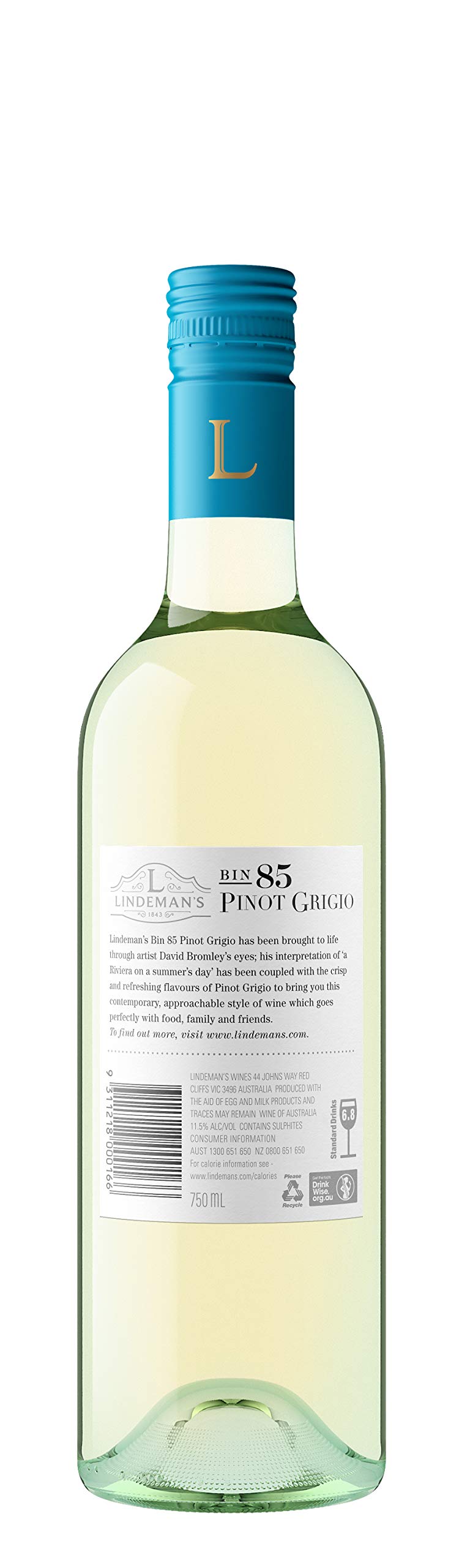 Lindeman's Bin 85 Pinot Grigio White Wine 750ml (case of 6), 750 ml (Pack Of 6)