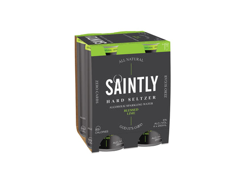 Saintly Seltzer Blessed Lime Cans 250 ml (Pack of 4)  Saintly