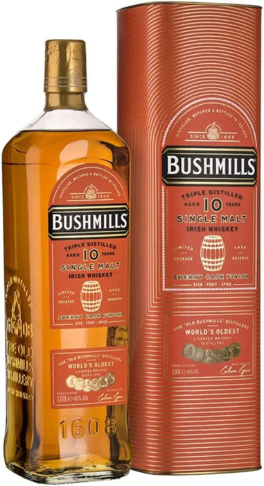 Bushmills 10 Year Old Sherry Cask Finish Single Malt Irish Whiskey 1L  Bushmills