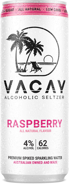 Vacay Seltzer Raspberry, 330 ml (Pack Of 16)  Vacay Seltzer