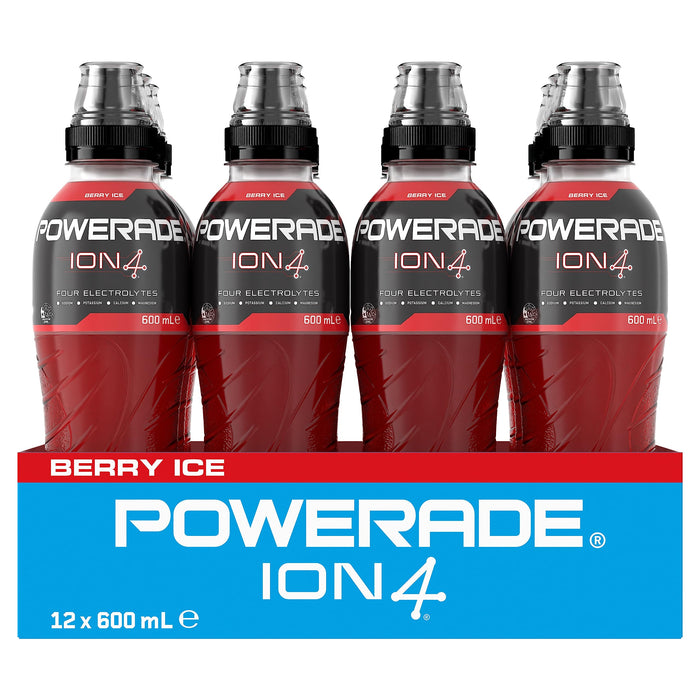 Powerade ION4 Berry Ice Sports Drink Multipack Sipper Cap Bottles 12 x 600mL