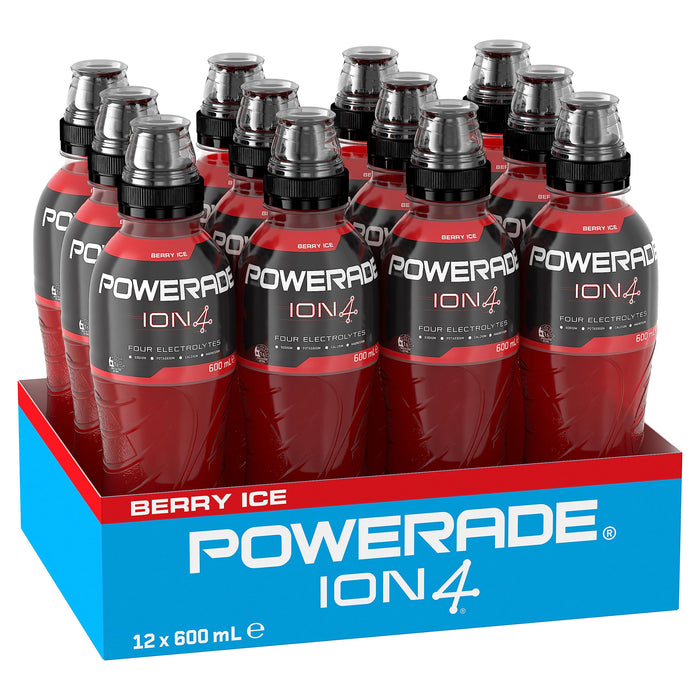 Powerade ION4 Berry Ice Sports Drink Multipack Sipper Cap Bottles 12 x 600mL